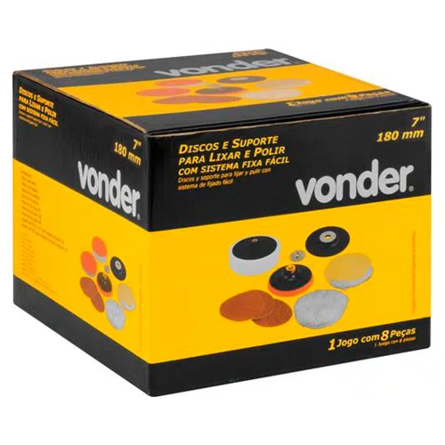 Jogo de Discos para Lixamento e Polimento 7" com 9 peças - Vonder