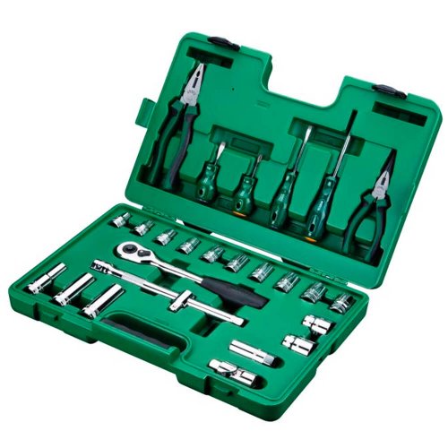 Jogo de Ferramentas e Soquetes Sextavado T 1/2" com 26 peças - Sata