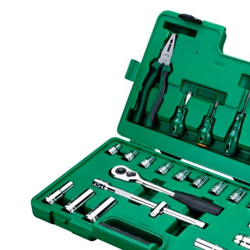 Jogo de Ferramentas e Soquetes Sextavado T 1/2" com 26 peças - Sata