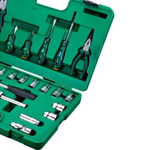 Jogo de Ferramentas e Soquetes Sextavado T 1/2" com 26 peças - Sata