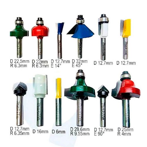 Jogo de Fresas 6 mm com 12 Peças - A-87921 - Makita