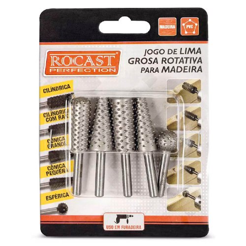 Jogo de Lima Rotativa Para Madeira Com 5 Peças - Rocast