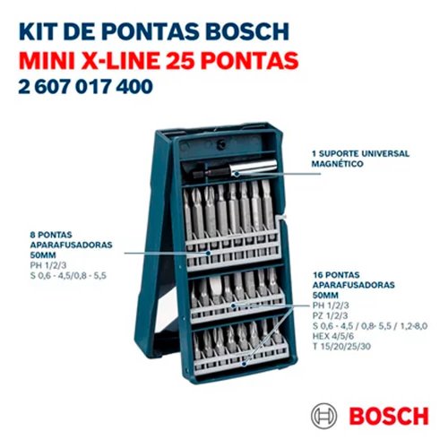 Jogo de Pontas Mini X-Line 25 peças Aparafusadoras - Bosch