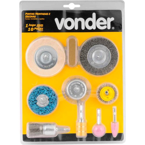 Jogo de Pontas Montadas e Escova com 10 peças - Vonder