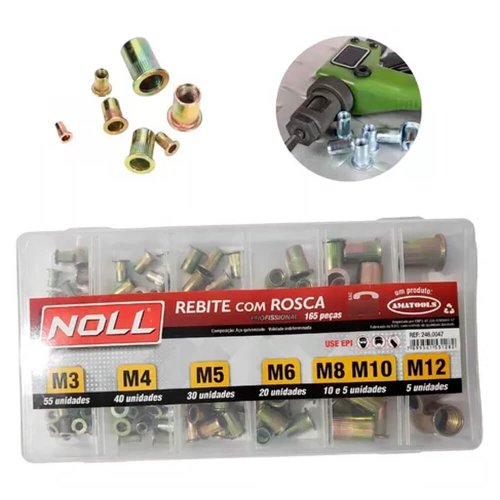 Jogo de Rebite com Rosca M3 a M12 - 246.0047 - Noll