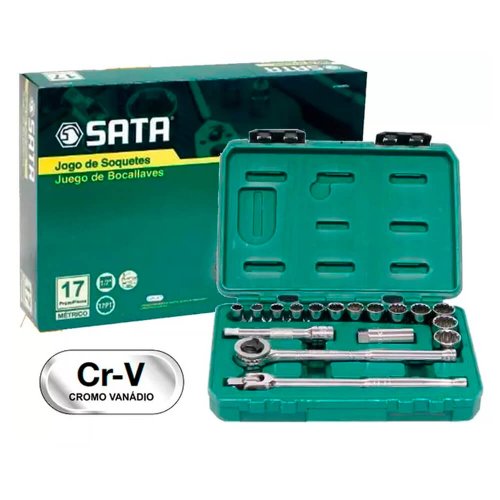 Jogo De Soquete 1/2" 10-24mm Com 17 Peças - Sata
