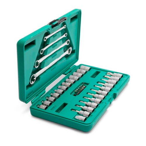 Jogo de Soquete 3/8" Chaves E-Torx 3/8" 35 peças - Sata