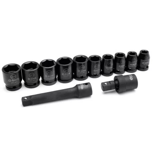 Jogo de Soquete de Impacto Sextavado 1/2" com 12 peças - Sata