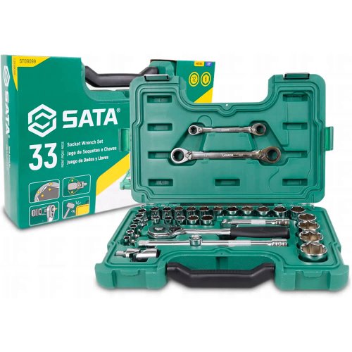Jogo de Soquete e Chaves 1/2" 33 Peças - ST09099 - Sata