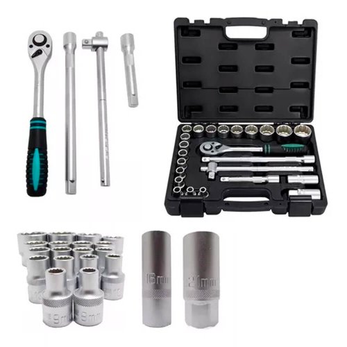 Jogo de Soquete Estirado Encaixe 1/2" 8 a 32mm com 24 peças - Stels