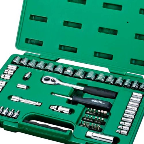 Jogo de Soquete Sextavado 1/4" 3/8" com 65 peças - Sata