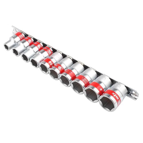 Jogo De Soquete Sextavado 10-22mm CRV 1/2" 10 Peças - MTX