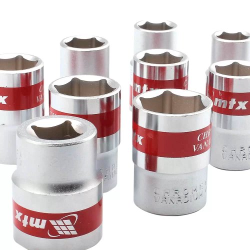 Jogo De Soquete Sextavado 10-22mm CRV 1/2" 10 Peças - MTX