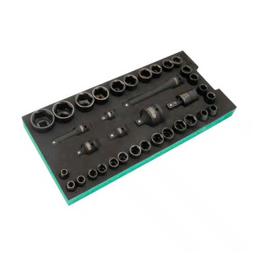 Jogo de Soquete Sextavado de Impacto 3/8" e 1/2" 36 Peças - Sata