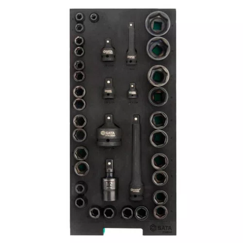 Jogo de Soquete Sextavado de Impacto 3/8" e 1/2" 36 Peças - Sata