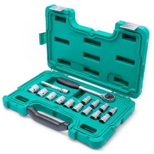 Jogo de Soquetes Sextavados 1/2" com 15 peças - Sata
