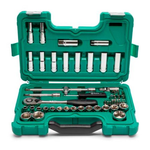 Jogo De Soquetes Sextavados 1/2" Com 58 Peças - Sata