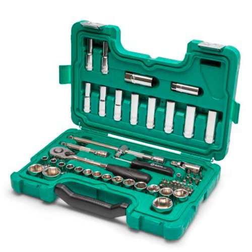 Jogo De Soquetes Sextavados 1/2" Com 58 Peças - Sata