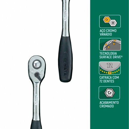 Jogo De Soquetes Sextavados 1/2" Com 58 Peças - Sata