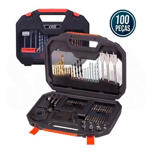 Jogo Furar e Parafusar A7187-XJ - 100 Peças - Black & Decker