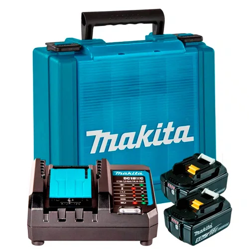 Kit 2 Baterias 18V 5Ah BL1850B + Carregador DC18WC + Maleta - Makita Kit 2 Baterias 18V 5Ah BL1850B + Carregador DC18WC + Maleta - Makita