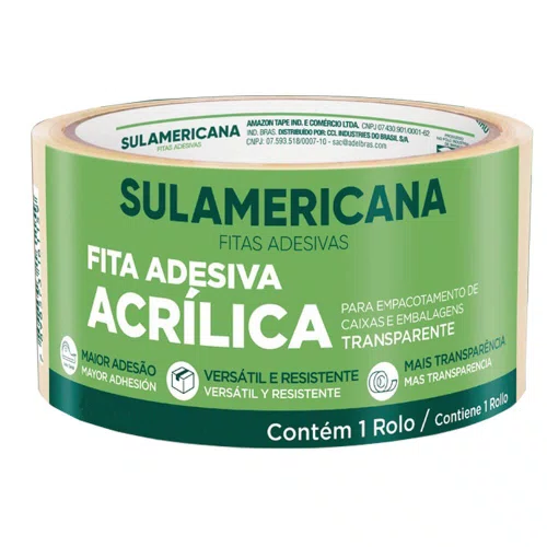 Kit 15 un. Fita Adesiva Transparente para Embalagem e Empacotamento 48MMX100M - Sulamericana