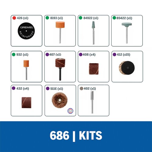 Kit 31 Peças para Lixar e Esmerilhar Ref.: 686-01 - Dremel