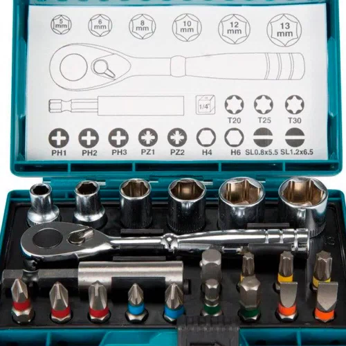 Kit de Bits e Soquetes 21 peças com Chave Catraca - B-54081 - Makita
