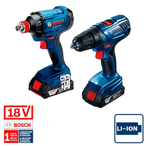 Kit Parafusadeira Furadeira GSB 180 e Chave de Impacto GDX 180 - Bosch