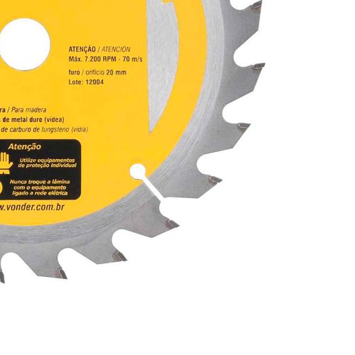 Lâmina de Serra Circular com Dentes de Metal Duro 185mm x 20mm 24D - Vonder