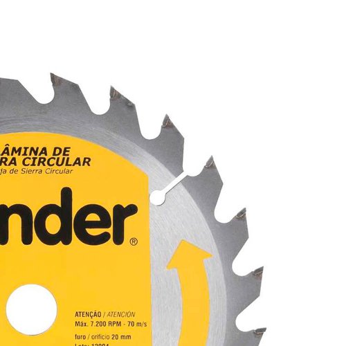 Lâmina de Serra Circular com Dentes de Metal Duro 185mm x 20mm 24D - Vonder