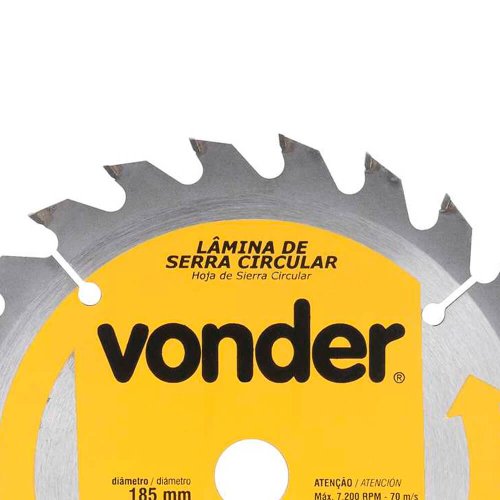 Lâmina de Serra Circular com Dentes de Metal Duro 185mm x 20mm 24D - Vonder