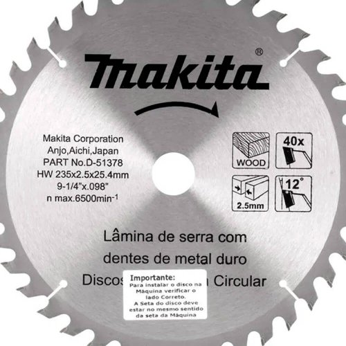 Lâmina De Serra TCT 12" x 1" 80 Dentes Para Alumínio - D-03486 - Makita