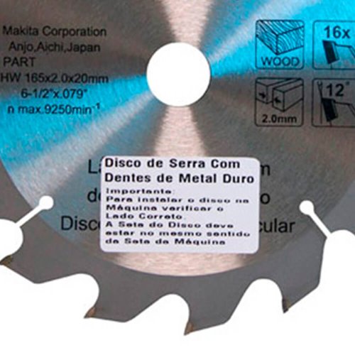 Lâmina De Serra TCT 185MM x 20MM x 24 Dentes - D-51340 - Makita