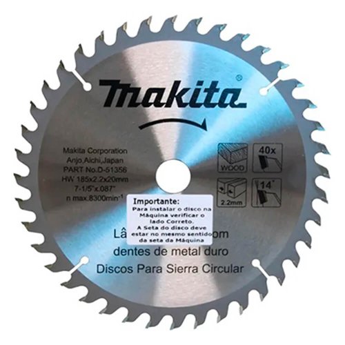 Lâmina de Serra TCT 185mm x 20mm x 40 - Makita