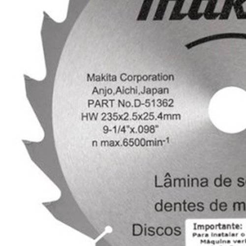 Lâmina De Serra TCT235MM X 25.4MM X 20T - D-51362 - Makita