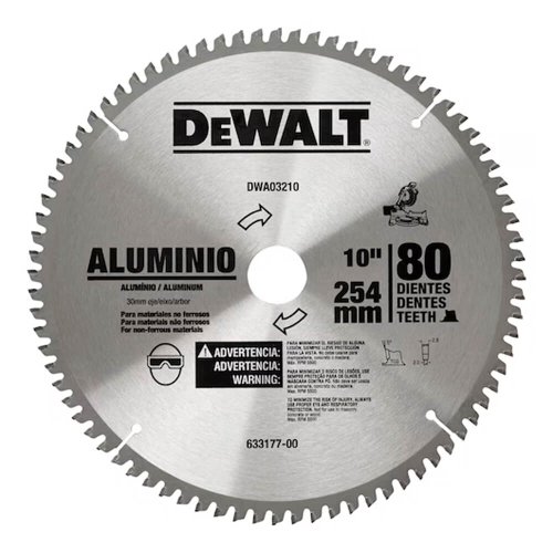 Lâmina de Widea 10" 80 dentes para Alumínio - Dewalt