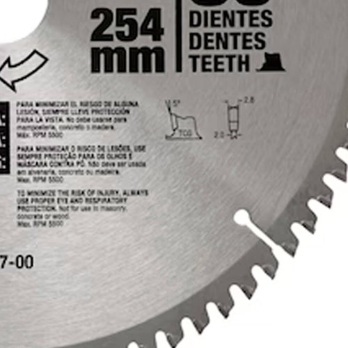 Lâmina de Widea 10" 80 dentes para Alumínio - Dewalt