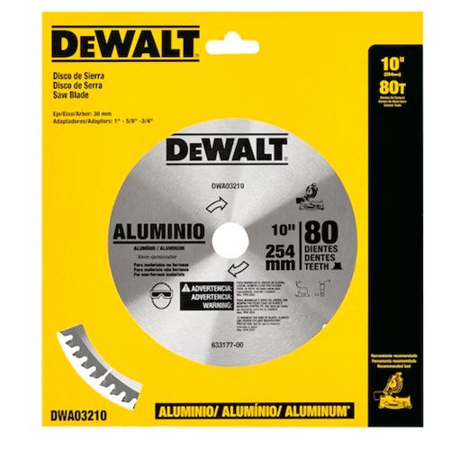 Lâmina de Widea 10" 80 dentes para Alumínio - Dewalt
