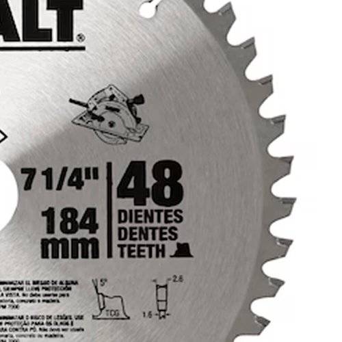 Lâmina de Widea para Serra Circular 7.1/4" 48D para Alumínio - Dewalt