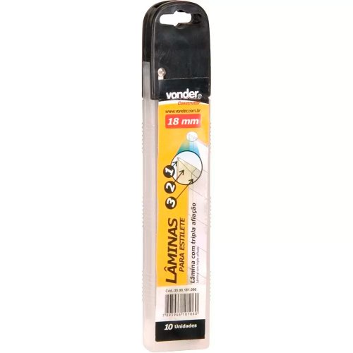 Lâmina para Estilete Tubete 18mm - 10 peças - Vonder