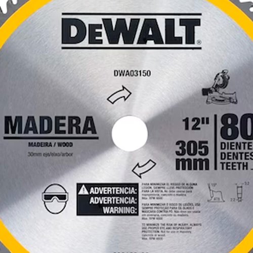 Lâmina para Serra Esquadria Madeira 12" 80 dentes - Dewalt