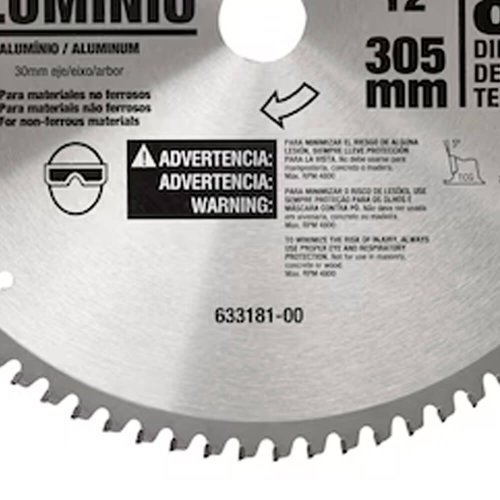 Lâmina Serra Esquadria 12" 80 Dentes Alumínio - Dewalt