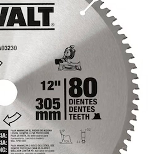 Lâmina Serra Esquadria 12" 80 Dentes Alumínio - Dewalt