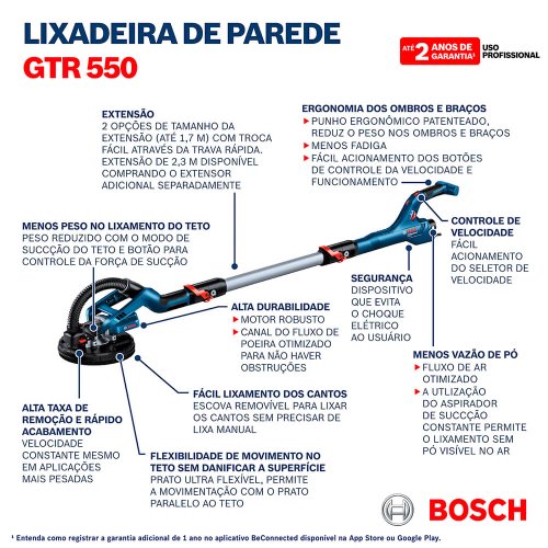 Lixadeira de Parede GTR 550 220V + Maleta - Bosch