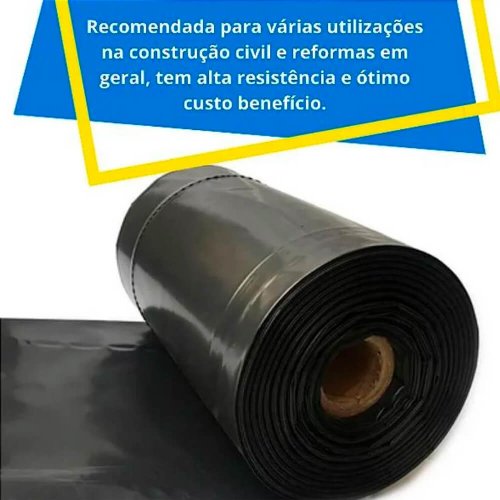 Lona Plástica Preta 4 x 50m Média (9kgs) - Jopack