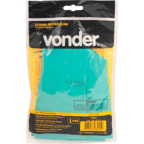 Luva Nitrílica com Forro Tamanho P - Vonder