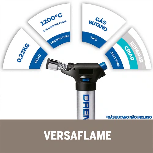 Maçarico Dremel Multiuso à Gás Versaflame com 7 Acessórios