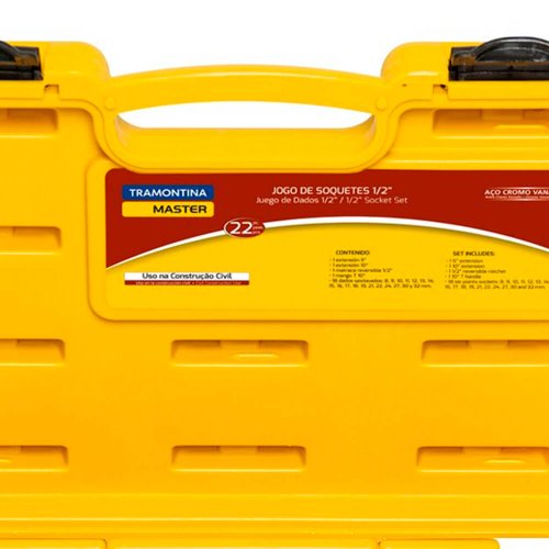 Maleta com Soquetes e Acessórios 1/2" 22 peças - Tramontina