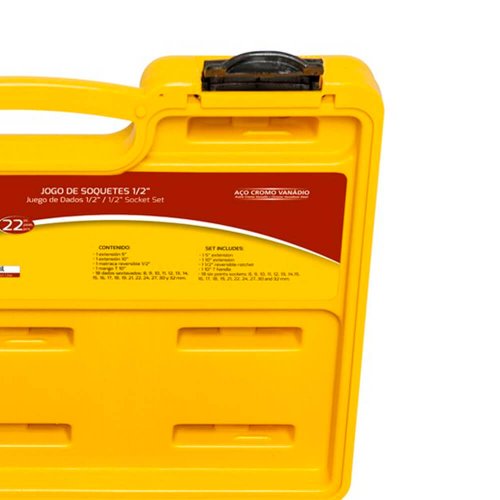 Maleta com Soquetes e Acessórios 1/2" 22 peças - Tramontina